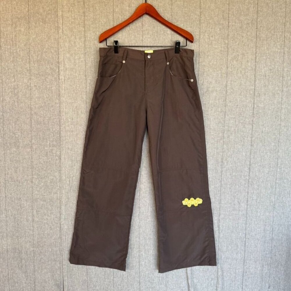90s Vintage Machi by Mel Willis Brown Nylon Blend Wide Leg Raver Pants Size L‎